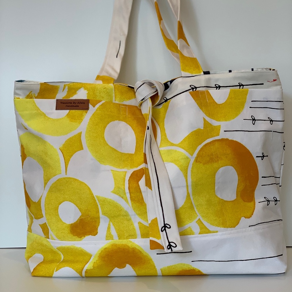 Tote cotton canvas reversible handmade